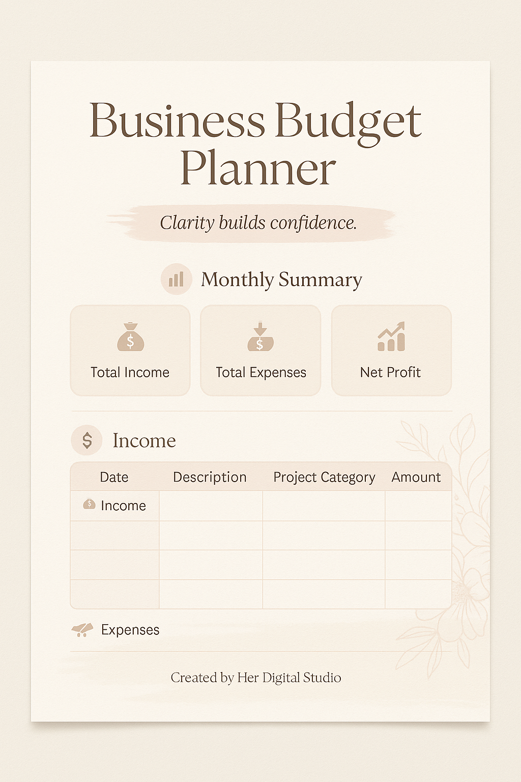 ✨ Business Budget Planner Template — Designed for Women Entrepreneurs