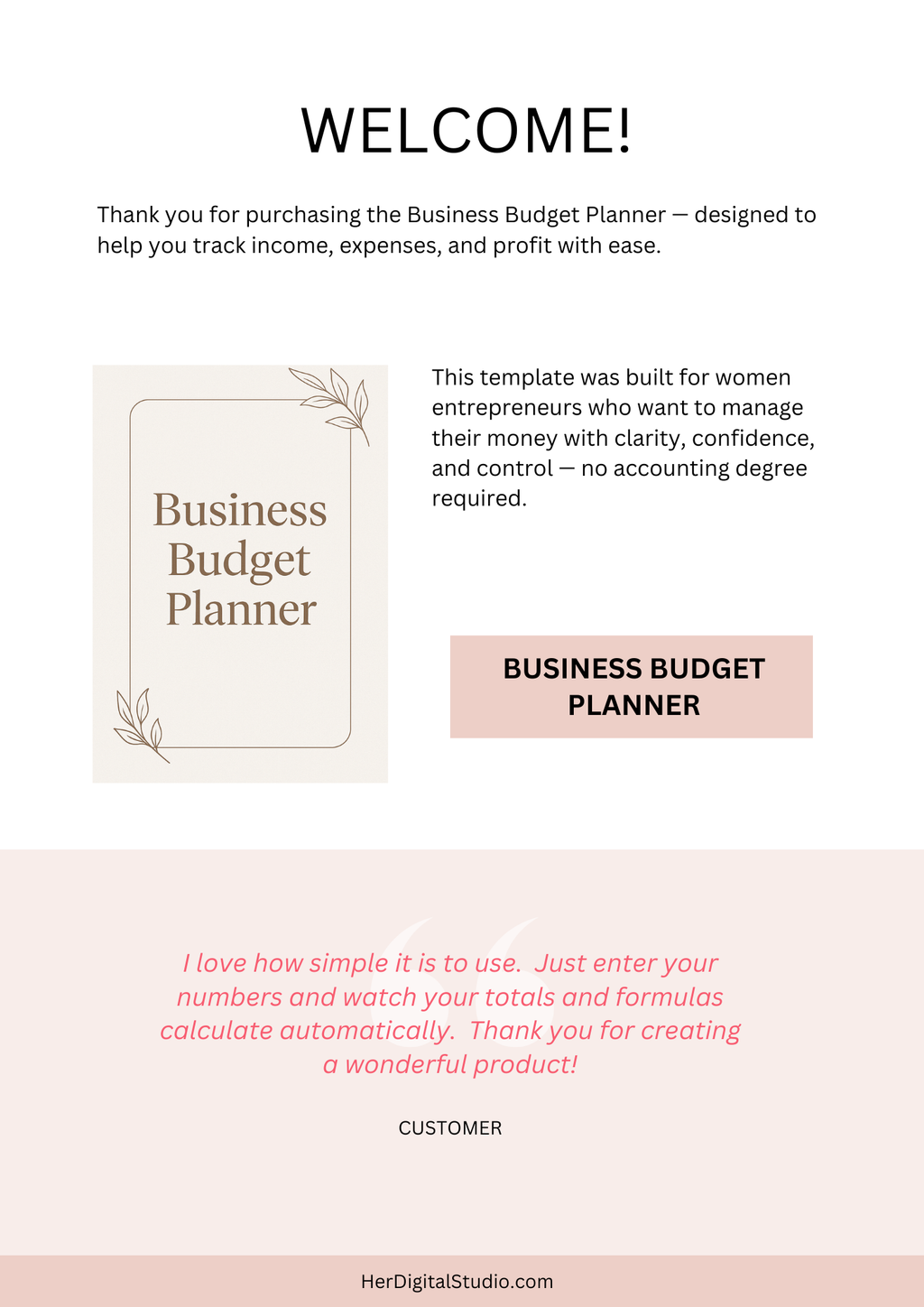 ✨ Business Budget Planner Template — Designed for Women Entrepreneurs