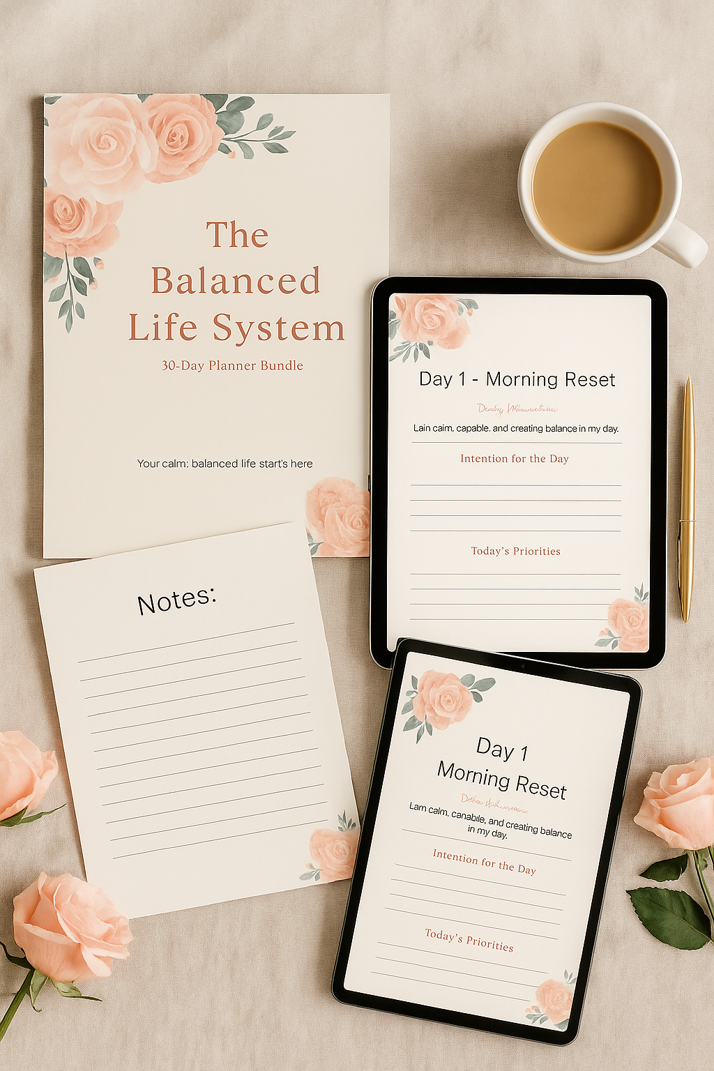 The Balanced Life System - 30-Day Planner for Calm, Focus & Intentional Living